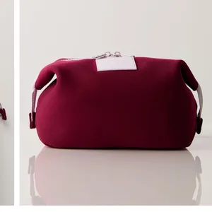 NEW free people maroon purple qutumn cosmetic / makeup bag with clip detail Travel vacation thumbnail 3