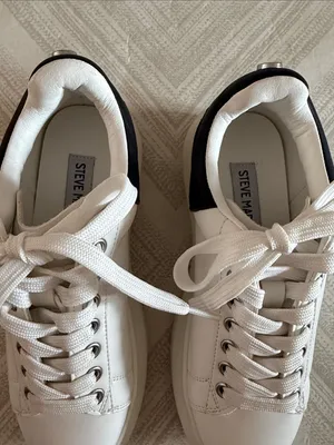 Steve Madden Frosted Sneakers White Multi Black Heel Leather Lace-Up Size 5 thumbnail 3