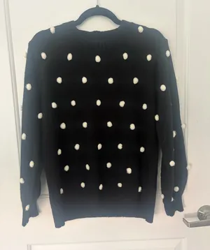 Pink Lily Black Polka Dot Sweater thumbnail 1