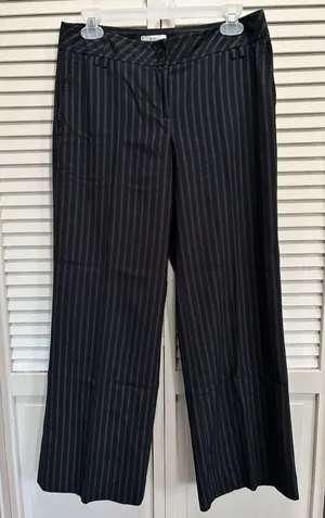 Loft By Ann Taylor Black/Blue Striped Dress Pants‎ Mid Rise Zip Size 30x29 thumbnail 1