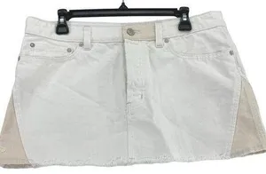We the Free by Free People Ivory Patched low rise Denim Mini Skirt Size 30. thumbnail 1