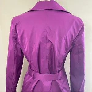 SANDRO STUDIO Purple Ruffle‎ Trim Lightweight Trench Jacket w/Tie Belt, Large thumbnail 7