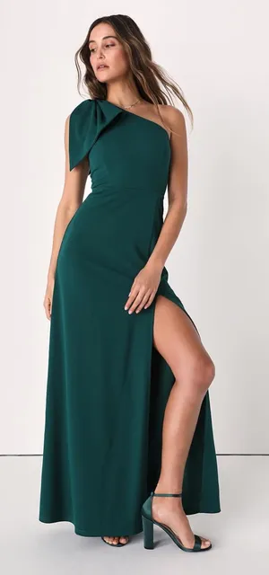 Lulus Revel in the Moment Emerald Green One-Shoulder Maxi Dress Size Large NWT thumbnail 1