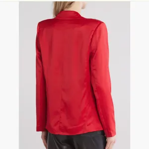 NWT Steve Madden Satin Shawl Collar Blazer Small, DARK RED thumbnail 4