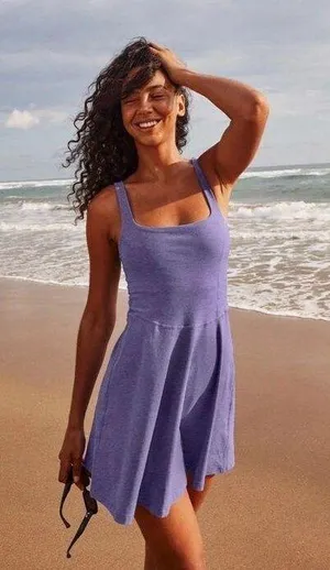 Beyond Yoga Spacedye Court Appeal Mini Dress Size XL Indigo Heather Athleisure thumbnail 1