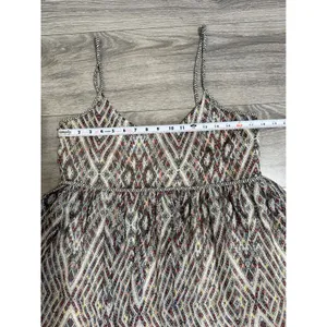 Free People Mini Dress M Multi Geometric Diamond Print Open Back Boho Ethereal thumbnail 7
