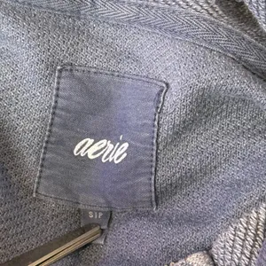 Aerie Crop Distressed Hoodie Full Zip Size S Blue Grunge Boxy Oversized thumbnail 4