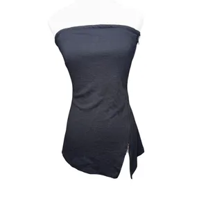 Maeve x Anthropologie Asymmetrical Zipper Tube Top Black/Noir Size Large thumbnail 3