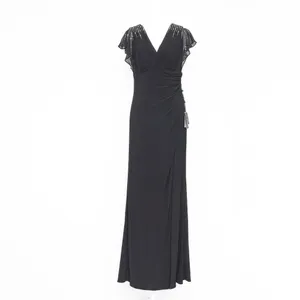 Adrianna Papell‎ Beaded Jersey Chiffon Flutter Sleeve Gown thumbnail 2