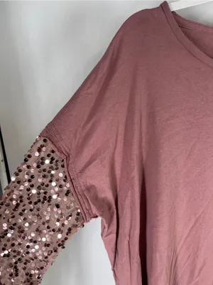 Free People Dusty Rose Sequin-Sleeve Pocket Long Sleeve Tee thumbnail 4