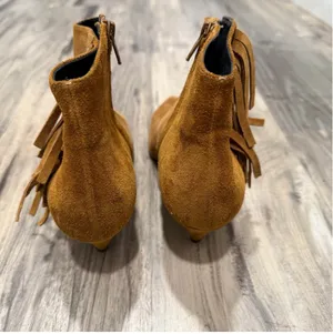 YSL Saint Laurent fringe suede studded kitten heel boho boots size 37 or 6.5 thumbnail 4