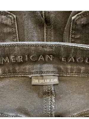 American Eagle Dream Jean Hi-Rise Jegging Distressed Raw Hem Black Skinny Jeans thumbnail 9