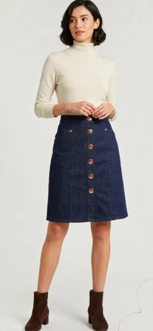 ModCloth Skirt Knee-Length Button Large  thumbnail 1