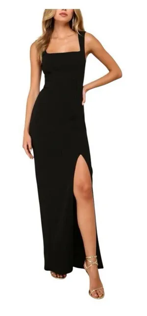 Lulus Inspiring Allure Black Square Neck Column Maxi Dress Small Formal NWOT thumbnail 1