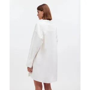 NEW Madewell White Linen Asymmetric Button Up Long Sleeve Mini Shirt Dress XXS thumbnail 4