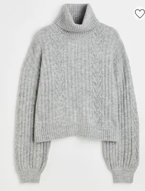 H&M Cable-Knit Turtleneck Sweater thumbnail 1