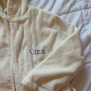 The Company Store Oma Embroidered Hooded Kimono Robe Cream Size 14/16 Luxury thumbnail 2