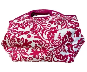 Hot Pink & White Damask Pattern Neoprene Lunch Tote thumbnail 3