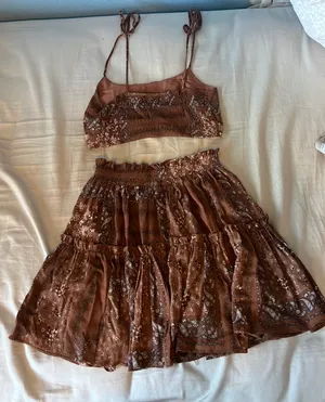 Nectar Clothing Brown Two-Piece Skirt Set thumbnail 2
