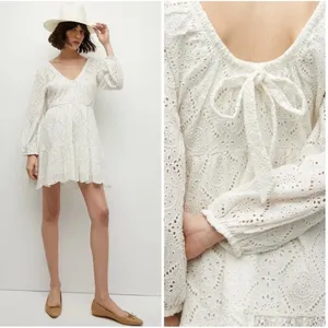 NEW VERONICA BEARD White Eyelet Cotton CALIBRA Mini Sun dress SZ 6 thumbnail 2