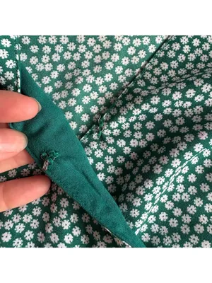 Abercrombie & Fitch Green Floral Wrap Dress Cottagecore Mini Ruffle Hem Sz M thumbnail 7