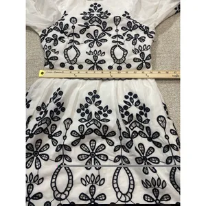 SAYLOR Ivory Mini Dress with Black Floral Embroidery Size XS 100% Cotton thumbnail 13