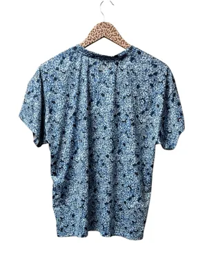 Tuckernuck Tnuck Sport Short Sleeve Floral Top Shirt Round Neck Blue Medium thumbnail 3