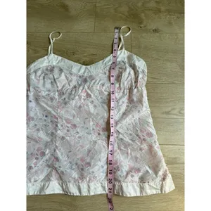 VINTAGE American Eagle 100% silk tank top adjustable straps floral print size 12 thumbnail 8
