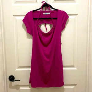 NWT Free People Beach Cranberry Vivi Open Back Stretch Mini Dress thumbnail 3
