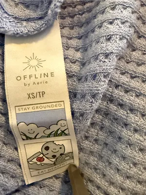 Offline by Aerie NWT Takes Two to Tango Oversized Waffle Thermal Top Blue XS thumbnail 7