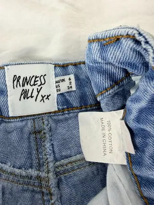 Princess Polly Womens Light Wash Denim High-Waisted Frayed Hem Shorts Size 2 thumbnail 4