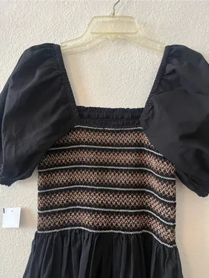 Madewell Poplin Puff Sleeve Smacked‎ Dress NEW Small thumbnail 3