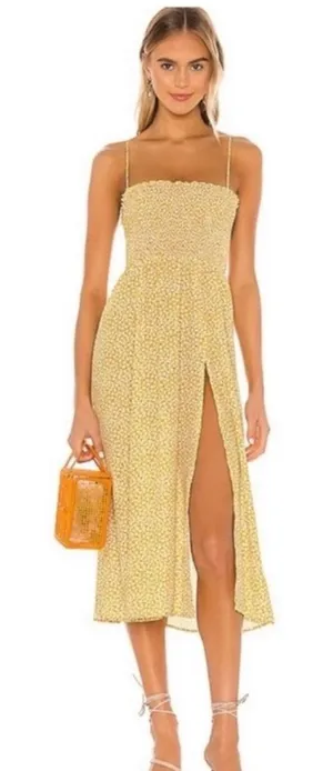 RESA Ashley‎ Midi in Honeysuckle revolve smocked dress Sz M thumbnail 1