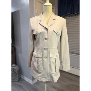 NIC+ZOE Ivory Utility Blazer Jacket M Quiet Luxury Office Chic Tailored Longline thumbnail 3