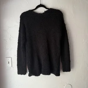 Abercrombie Fitch Popcorn V Neck Long Sleeve Sweater Black Women's Medium Preppy thumbnail 6