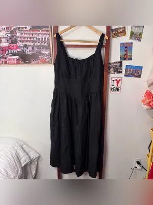 Reformation Balia Linen Midi Dress Black Corset NEW thumbnail 5