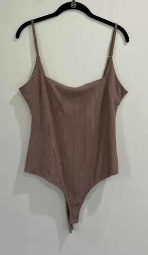 LULUS Danyelle Bodysuit Ribbed Knit Square Neck Spaghetti Strap Size‎ XL thumbnail 1