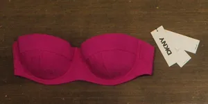 NEW DKNY Textured Molded Balconette Bikini Swim Top DIMTS470 Wildberry Pink M thumbnail 1