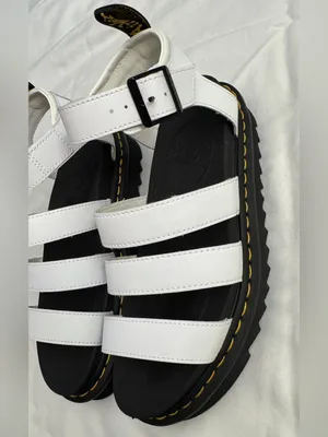 Dr. Martens White Triple-Strap Sandals with Black Sole size 9 NWOB thumbnail 6