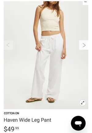 Cotton On Haven Wide Leg Linen Pants Blue Striped thumbnail 2
