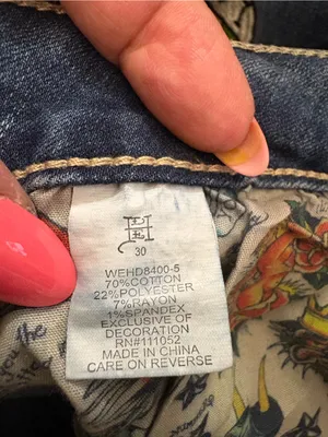 Ed Hardy Blue Flare Jeans with Colorful 'True Love' Embroidery 30 Y2K Grunge thumbnail 7