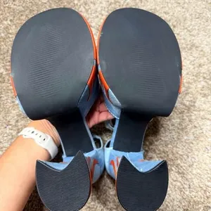 Current Mood Little Pistol Platform Heels 7 Denim Orange Flame Block thumbnail 5