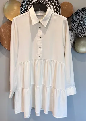 Amanda Uprichard White Tiered Long Sleeve Mini Dress XS thumbnail 1