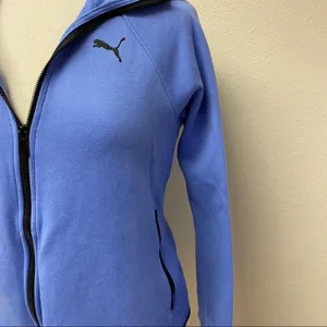 Puma Periwinkle Blue Hooded Full Zip Track Jacket Women’s Small thumbnail 3
