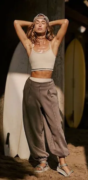 Free people movement grey logo cheer on sweatpants S $98 fall casual active thumbnail 1