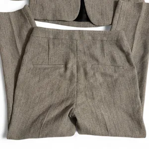 H&M Women's Beige Tweed Blazer & Pants Suit Set Size 2 Workwear thumbnail 5