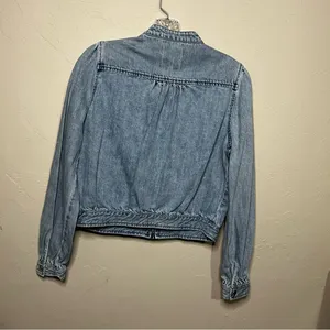 Avec Les Filles Anthro‎ Denim Multi Zipper Pocket Bomber Jacket thumbnail 9