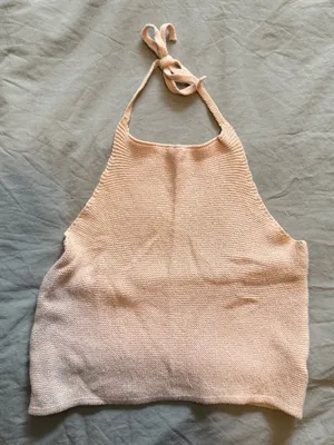 Brandy Melville Pale Pink Knit Halter Top thumbnail 1