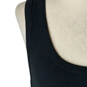 Kondi‎ Bodysuit Women Medium Black Ribbed Knit Cotton Scoop Neck Tank Luxury thumbnail 6