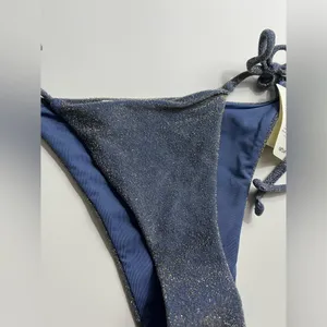 Aerie • NWT Navy Blue String Bikini Bottom with Glitter Shimmer Accent thumbnail 2